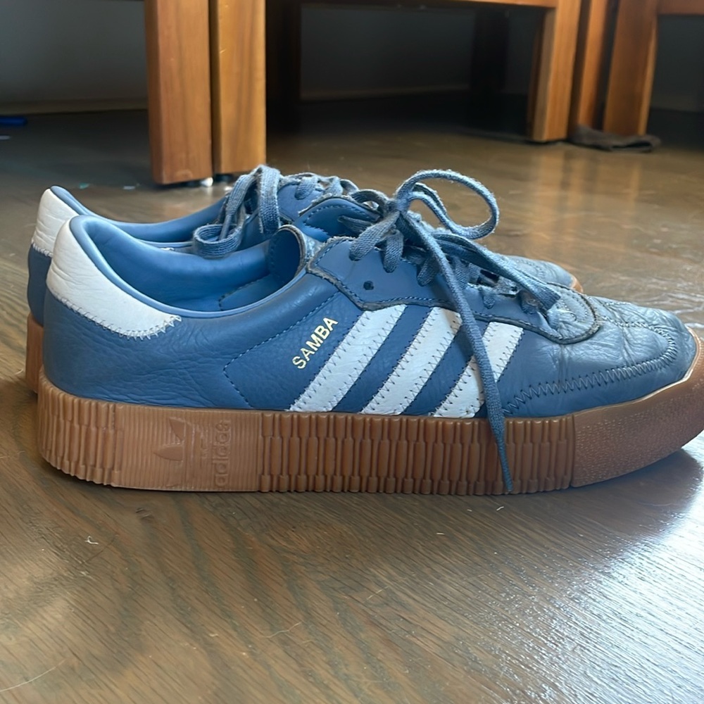 Blue adidas sambas